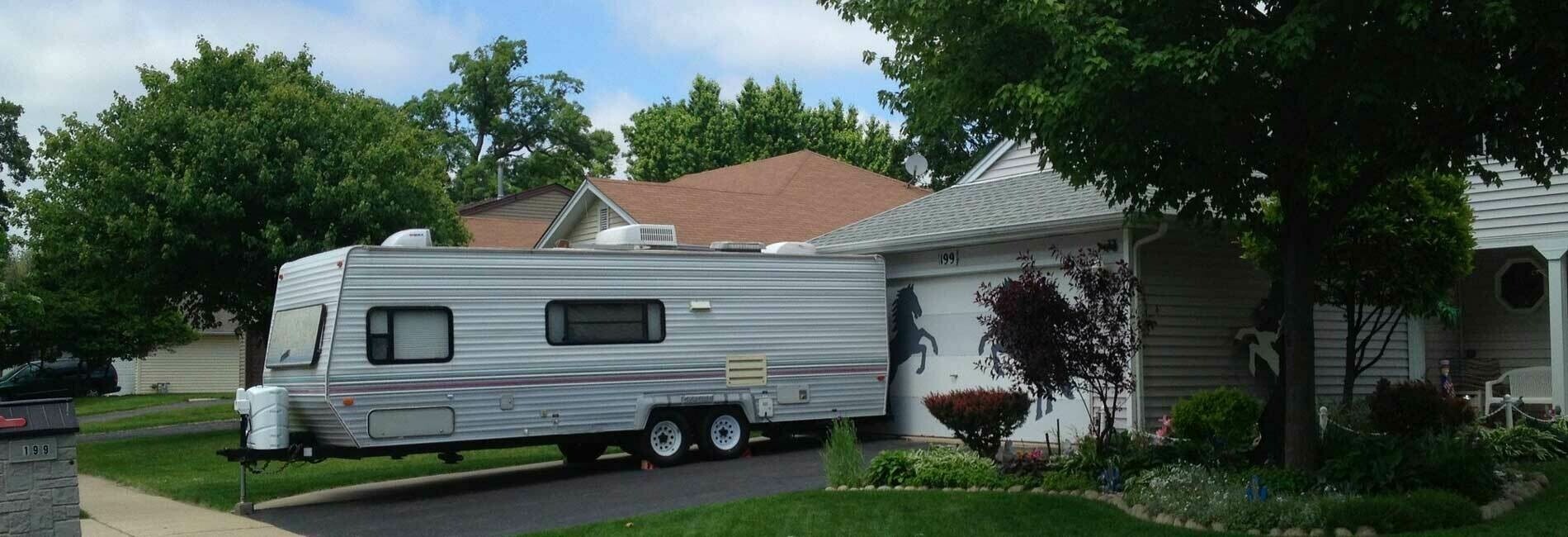 RV Parked in Driveway