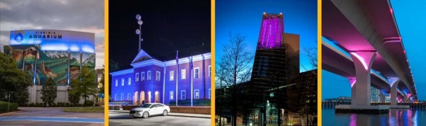 City facilities with special lighting Virginia Aquarium Building 30 Convention Center Lesner Bridge