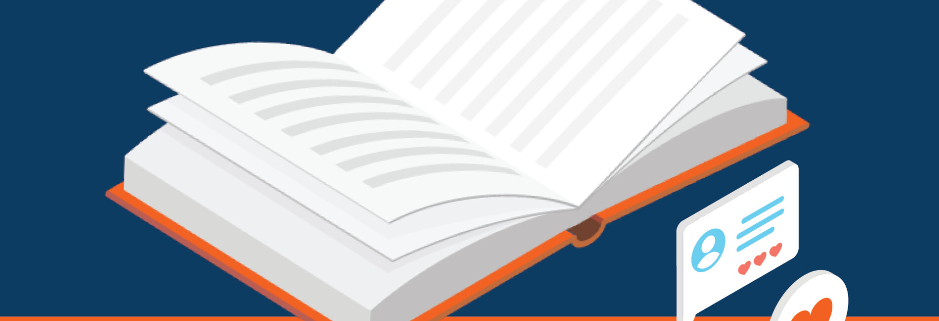 Rednering of open book on blue background