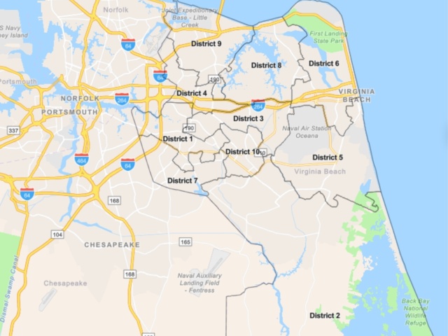 Virginia Beach Local Election District map